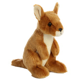 A tan kangaroo plush toy from Mini Flopsie by Aurora with upright ears and a standing pose